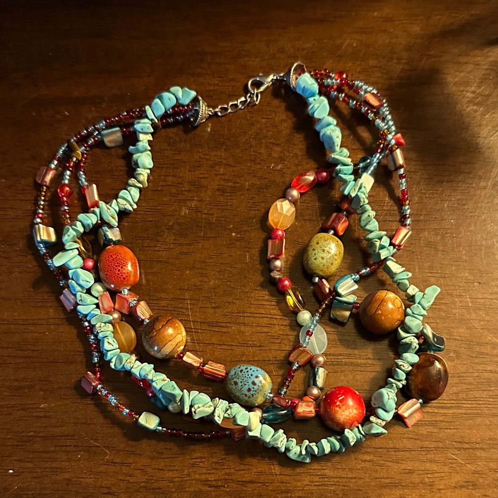 Turquoise & Multi Bead Layered Necklace